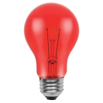25 Watt A19 Incandescent Transparent Red E26 (Medium) Base, 120 Volt, Box