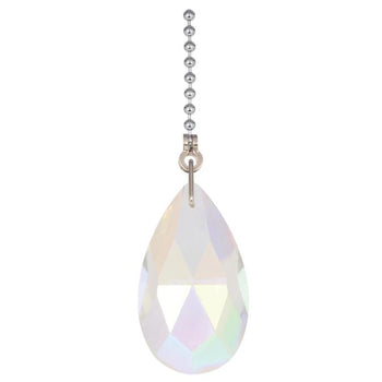 Glass Prism Teardrop Pull Chain, Chrome Finish