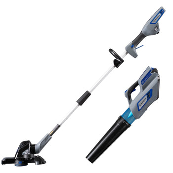 String trimmer and edger and leaf blower on a white background