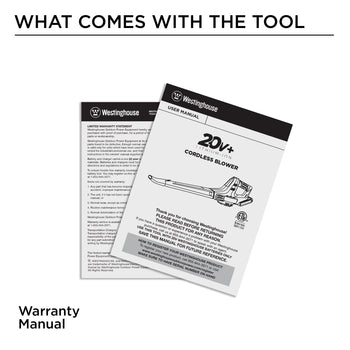 Picture of the warranty and manual for the leaf blower 