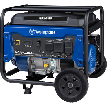 Westinghouse | WGen5300v portable generator front right view on a white background.
