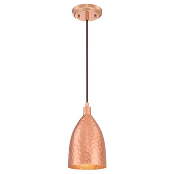 One-Light Indoor Mini Pendant, Hammered Copper Finish