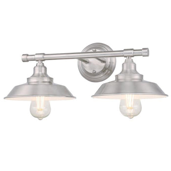 Iron Hill Two-Light Indoor Wall Fixture, Brushed Nickel Finish