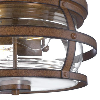 Weatherby 14-Inch Two-Light Outdoor Flush Mount Ceiling Fixture, Barnwood Finish