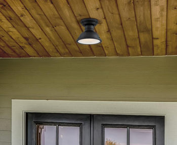 Orson 9-Inch One-Light Outdoor Semi-Flush Mount Ceiling Fixture, Textured Black Finish, Dark Sky Friendly