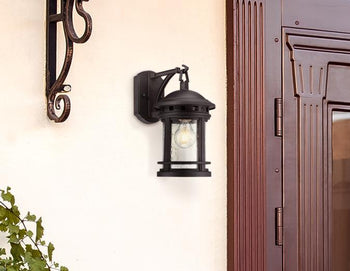 Sargut One-Light Outdoor Wall Fixture, Textured Black Finish
