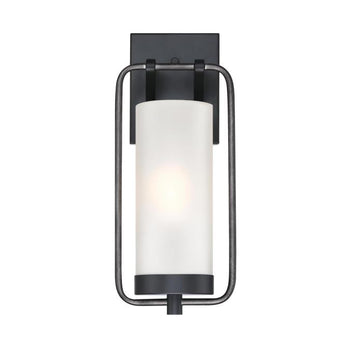 Galtero One-Light Outdoor Wall Fixture, Matte Black and Distressed Aluminum Finish
