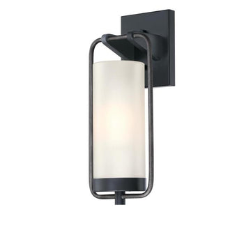 Galtero One-Light Outdoor Wall Fixture, Matte Black and Distressed Aluminum Finish