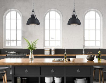 Bartley One-Light Indoor Pendant, Matte Black Finish with Dark Pewter Accents