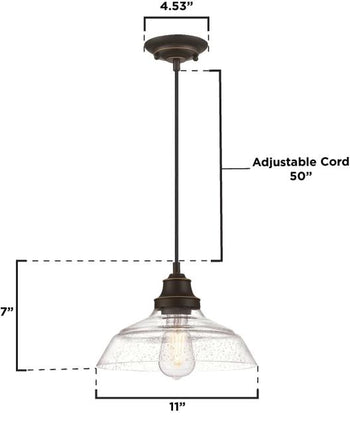 Iron Hill One-Light Indoor Pendant, Oil-Rubbed Bronze Finish with Highlights