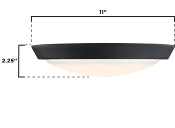 11-Inch 20-Watt LED Indoor Flush Mount Ceiling Fixture, Matte Black Finish, Acrylic Shade