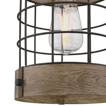 Langston One-Light Indoor Pendant, Oil-Rubbed Bronze Finish with Vintage Pine Accents