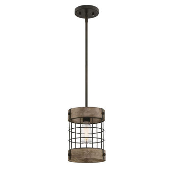 Langston One-Light Indoor Pendant, Oil-Rubbed Bronze Finish with Vintage Pine Accents