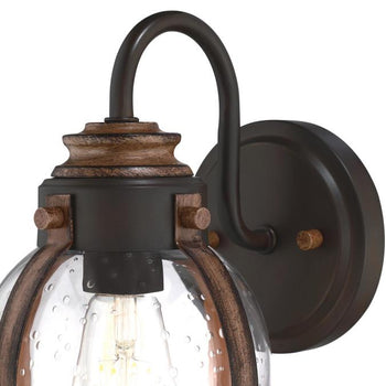 Cindy One-Light Indoor Wall Fixture, Oil-Rubbed Bronze Finish with Barnwood Accents
