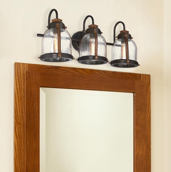 Cindy Three-Light Indoor Wall Fixture, Oil-Rubbed Bronze Finish with Barnwood Accents