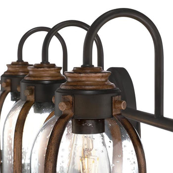 Cindy Three-Light Indoor Wall Fixture, Oil-Rubbed Bronze Finish with Barnwood Accents