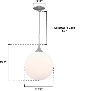 Moretti One-Light LED Indoor Pendant, Brushed Nickel Finish