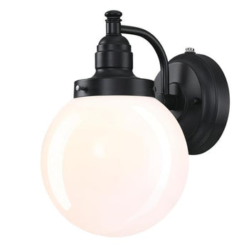 Eddystone One-Light Outdoor Wall Fixture with Dusk-To-Dawn Sensor, Matte Black Finish