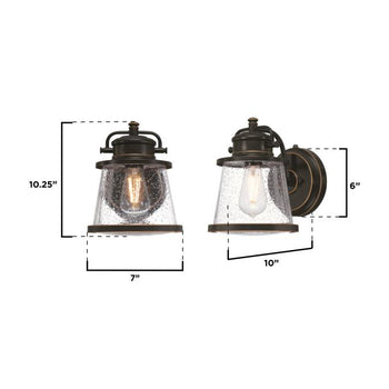 Emma Jane One-Light Outdoor Wall Fixture with Dusk-To-Dawn Sensor, Amber Bronze Finish