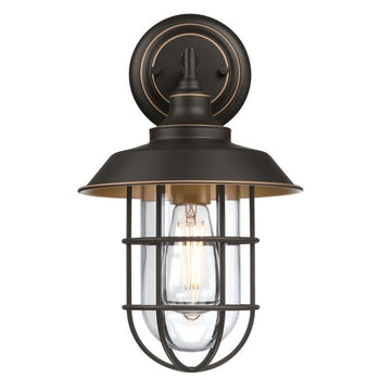 Iron Hill One-Light Outdoor Wall Fixture, Black-Bronze Finish with Highlights