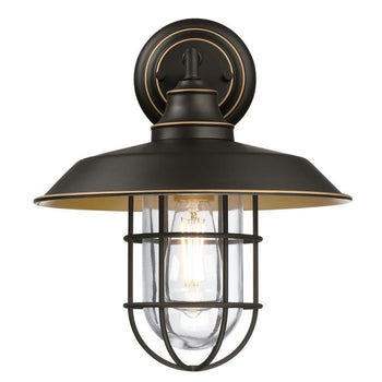 Iron Hill One-Light Outdoor Wall Fixture, Black-Bronze Finish with Highlights