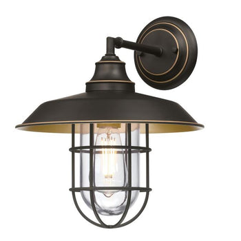 Iron Hill One-Light Outdoor Wall Fixture, Black-Bronze Finish with Highlights