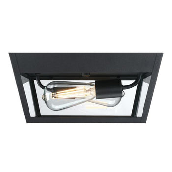 Peterson 12-Inch Two-Light Outdoor Flush Mount Ceiling Fixture, Textured Black Finish