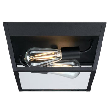 Peterson 12-Inch Two-Light Outdoor Flush Mount Ceiling Fixture, Textured Black Finish