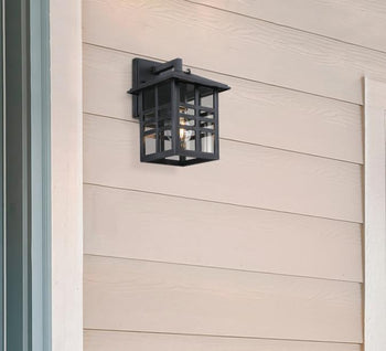 Caliste One-Light Outdoor Wall Fixture with Dusk-To-Dawn Sensor, Black Finish