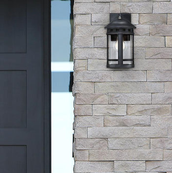 Belon One-Light Outdoor Wall Fixture with Dusk-To-Dawn Sensor, Black Finish