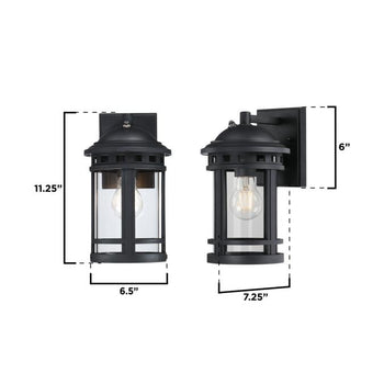 Belon One-Light Outdoor Wall Fixture with Dusk-To-Dawn Sensor, Black Finish