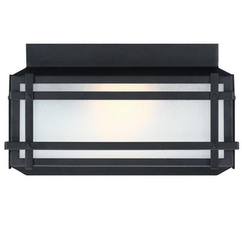 Devyn 12-Inch Two-Light Outdoor Flush Mount Ceiling Fixture, Textured Black Finish