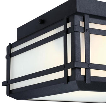 Devyn 12-Inch Two-Light Outdoor Flush Mount Ceiling Fixture, Textured Black Finish