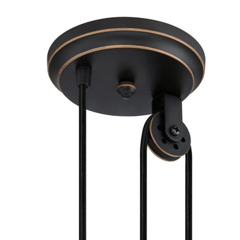 Chaves One-Light Indoor Pulley Pendant, Black-Bronze Finish with Highlights