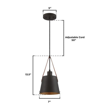 Pasco One-Light Indoor Mini Pendant, Black-Bronze Finish