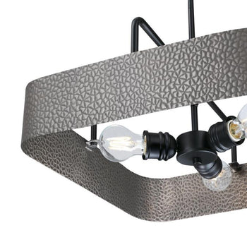 Bexar Three-Light Indoor Chandelier/Semi-Flush Mount Ceiling Fixture, Matte Black and Dark Pewter Finish