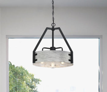 Callowhill Three-Light Indoor Chandelier, Matte Black and Antique Ash Finish