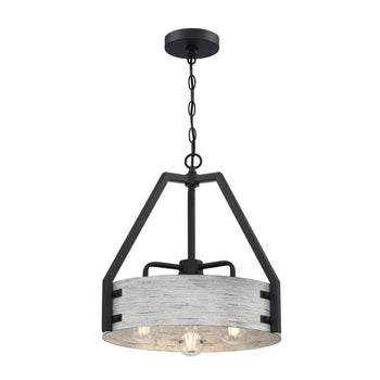 Callowhill Three-Light Indoor Chandelier, Matte Black and Antique Ash Finish