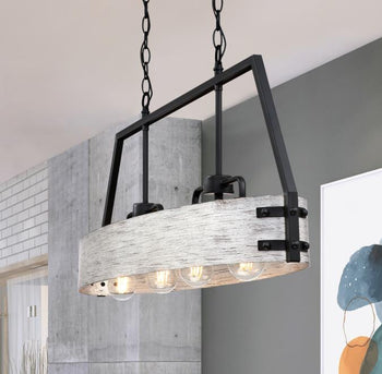 Callowhill Four-Light Indoor Chandelier, Matte Black and Antique Ash Finish