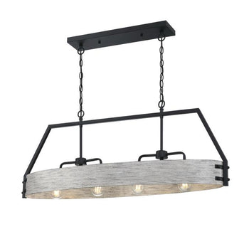 Callowhill Four-Light Indoor Chandelier, Matte Black and Antique Ash Finish