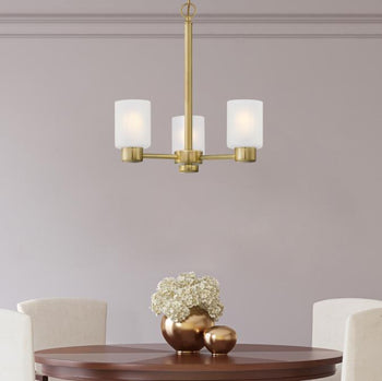 Sylvestre Three-Light Indoor Chandelier, Champagne Brass Finish