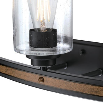 Broomall Three-Light Wall Fixture, Matte Black Finish with Barnwood Accents