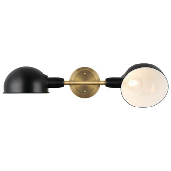 Langhorne Two-Light Wall Fixture, Matte Black and Brushed Brass Finish