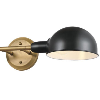Langhorne Two-Light Wall Fixture, Matte Black and Brushed Brass Finish