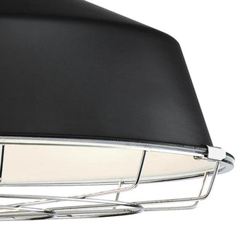 Academy One-Light LED Indoor Pendant with Removable Chrome Cage, Black Finish
