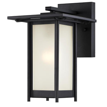 Clarissa One-Light Outdoor Wall Lantern, Textured Black Finish on Steel with Frosted Glass