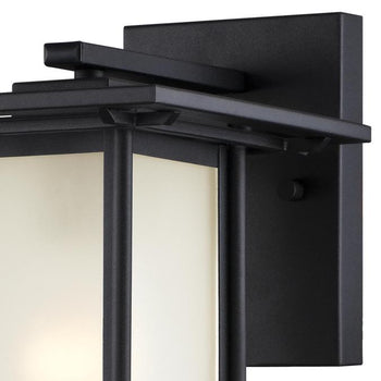 Clarissa One-Light Outdoor Wall Lantern, Textured Black Finish on Steel with Frosted Glass