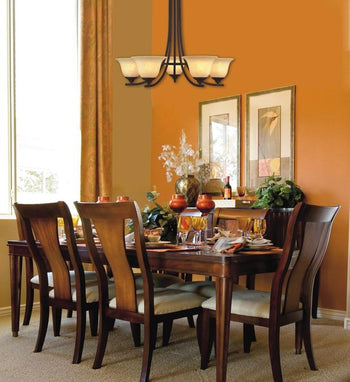 Kings Canyon Five-Light Interior Chandelier, Oil Rubbed Bronze Finish with Burnt Scavo Glass