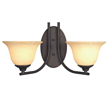 Kings Canyon Two-Light Interior Wall Fixture, Oil Rubbed Bronze Finish with Burnt Scavo Glass