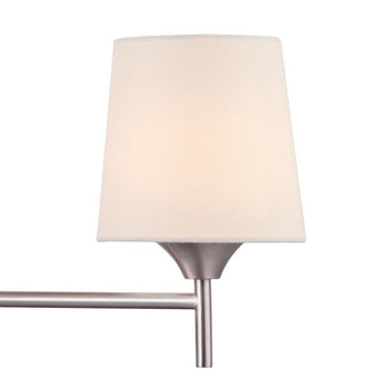 Parker Mews Three-Light Interior Chandelier, Brushed Nickel Finish with White Linen Fabric Shades